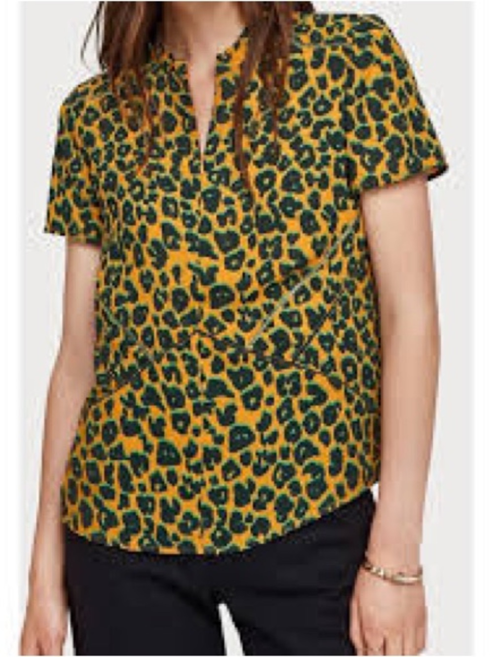 Scotch & Soda Yellow Top with Dark Green Leopard Print